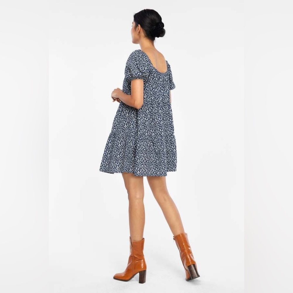 LACAUSA x Anthropologie Playa Boho Flowy Mini Dress in Blue Magic Mushroom - Picture 6 of 10